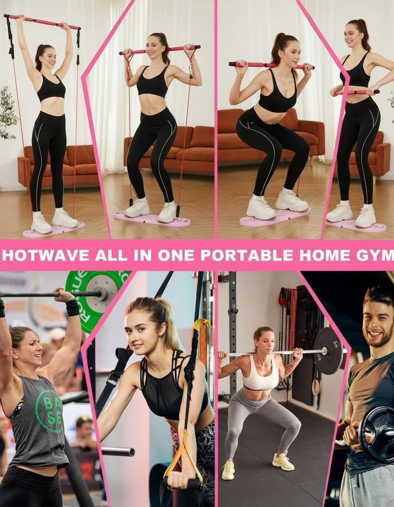 Hot Wave Portable Exercise Equipment with 16 Gym Accessories,20 in 1 Push Up Board Fitness,Resistance Bands with Ab Roller Wheel,at Home Workout for Men - Image 3